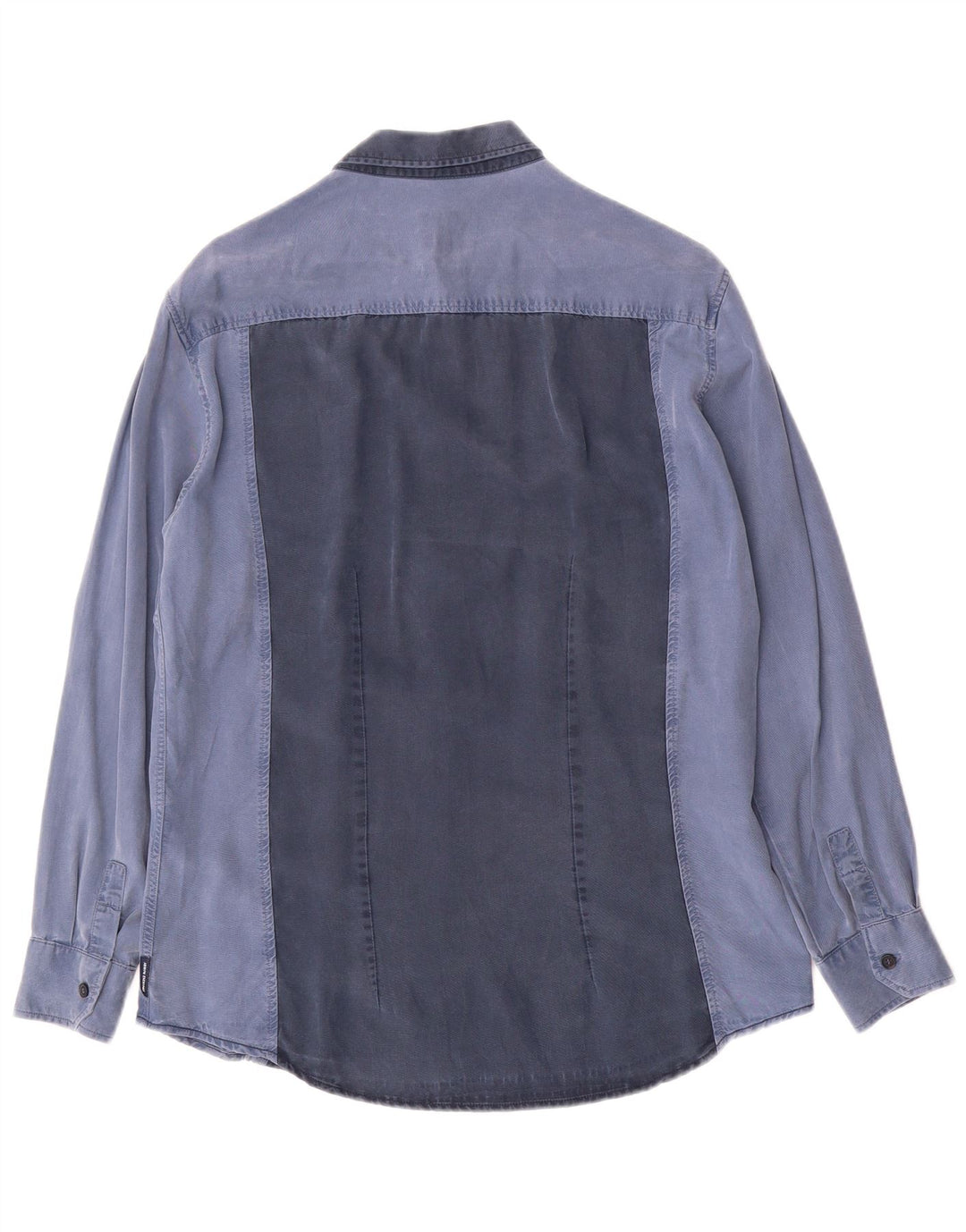 Armani Exchange Herren-Hemd mit normaler Passform, mittelblau, Farbblock