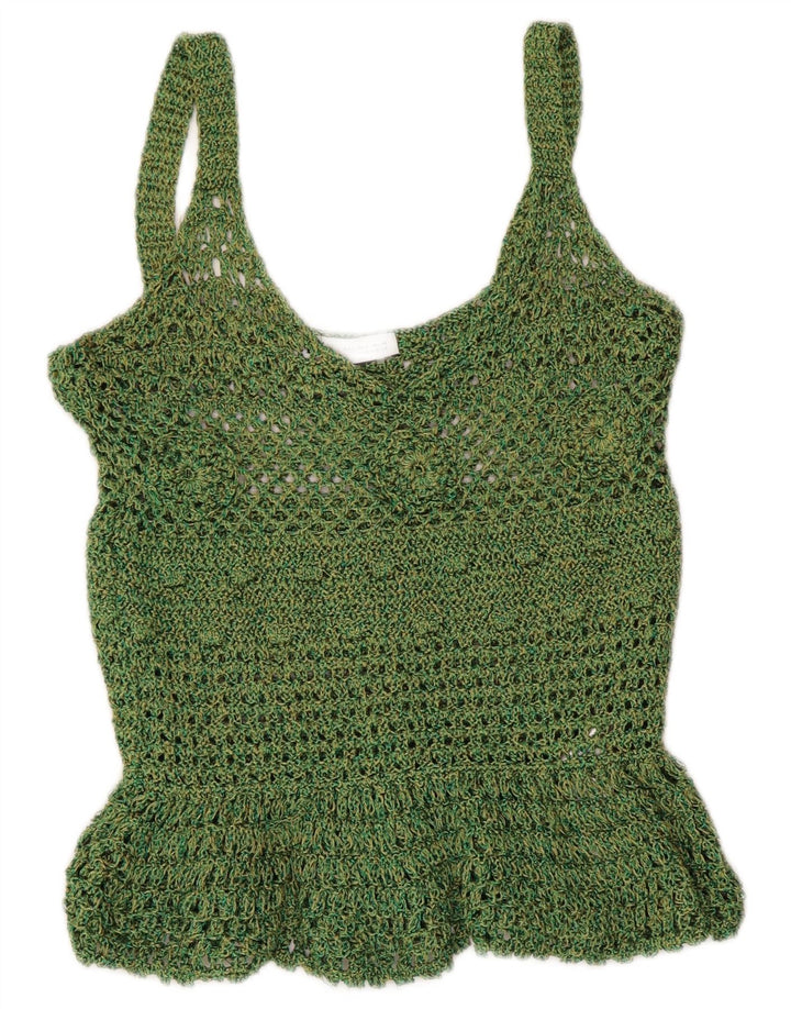 Zara Häkel-Cami-Top für Damen, Größe S, Grün, Polyester
