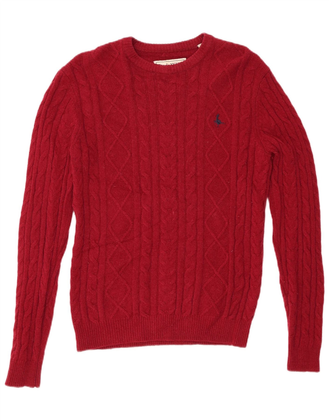 JACK WILLS Herren-Pullover mit Rundhalsausschnitt, Größe S, rote Wolle