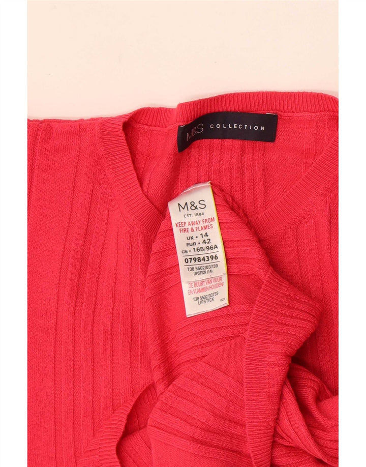 Marks & Spencer Damen Crop Pullover mit Rundhalsausschnitt, UK 14, Mittelrosa