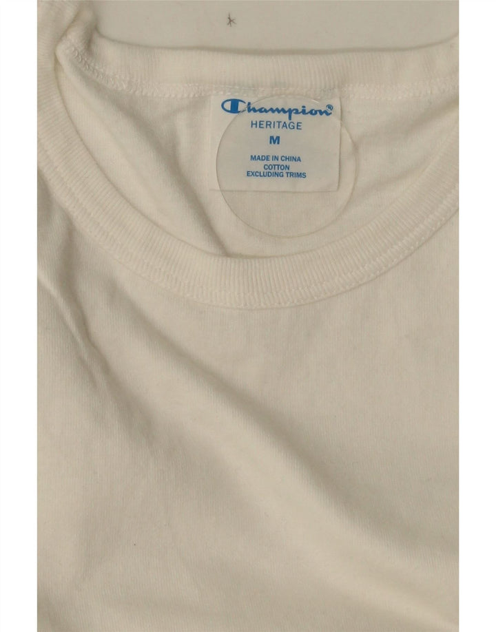 CHAMPION Herren Heritage T-Shirt Top aus mittelweißer Baumwolle