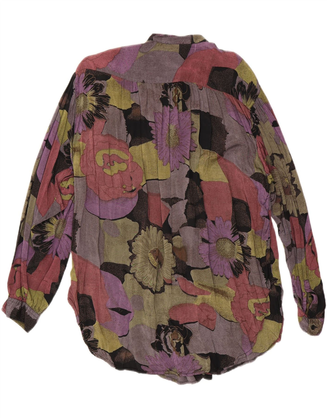 VINTAGE Longline-Hemdbluse für Damen EU 36/38 Medium Mehrfarbig geblümt