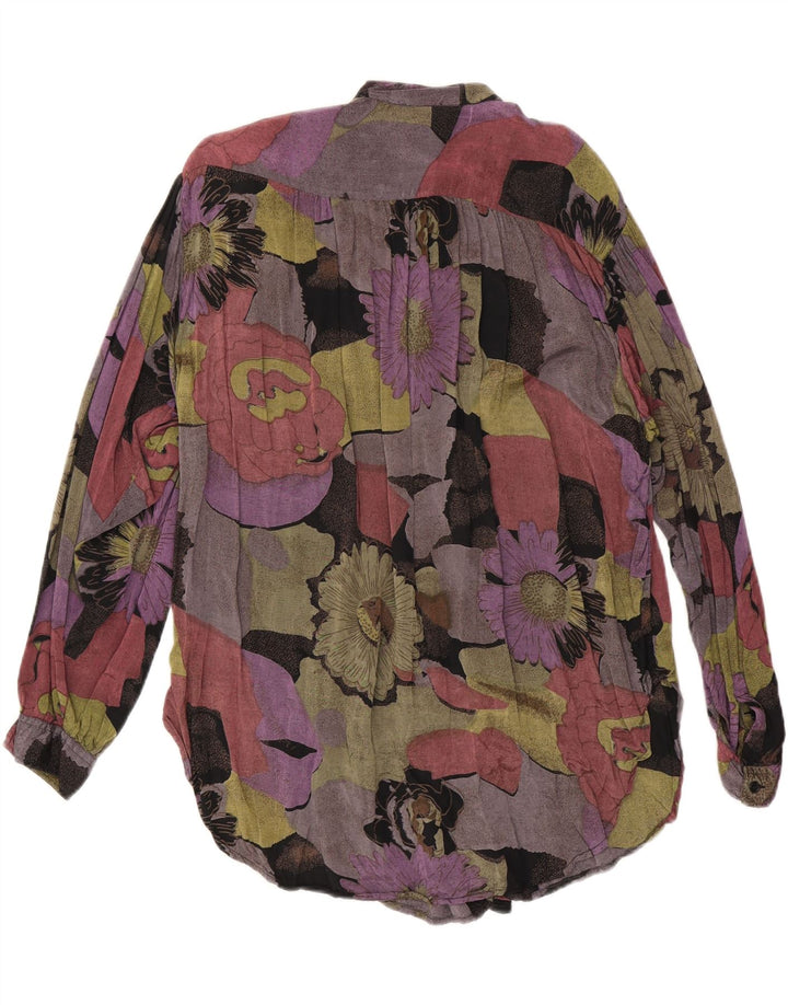 VINTAGE Longline-Hemdbluse für Damen EU 36/38 Medium Mehrfarbig geblümt