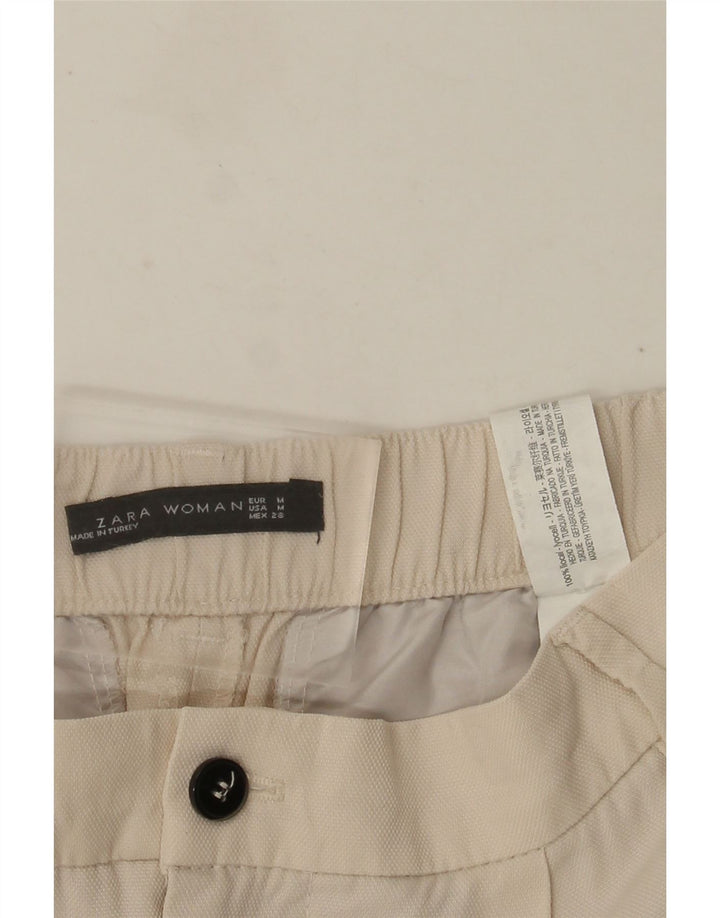 ZARA Damen Capri-Hose mit Pegged, mittelgroß, W28, L22, beige, Lyocell