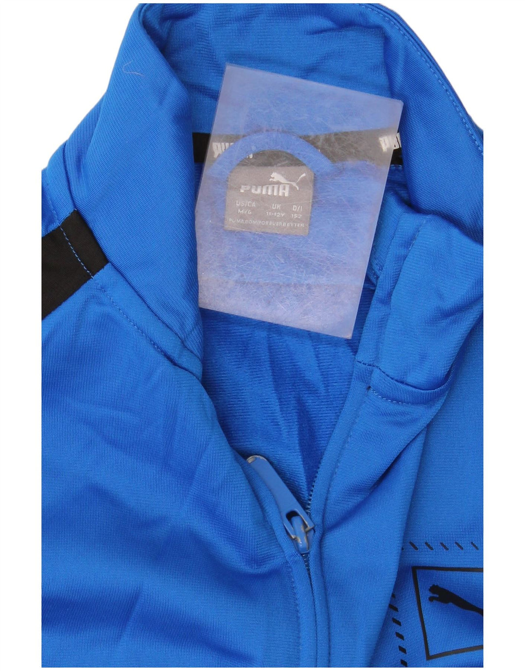 PUMA Jungen Grafik-Trainingsanzug-Top-Jacke, 11–12 Jahre, blaues Farbblockdesign