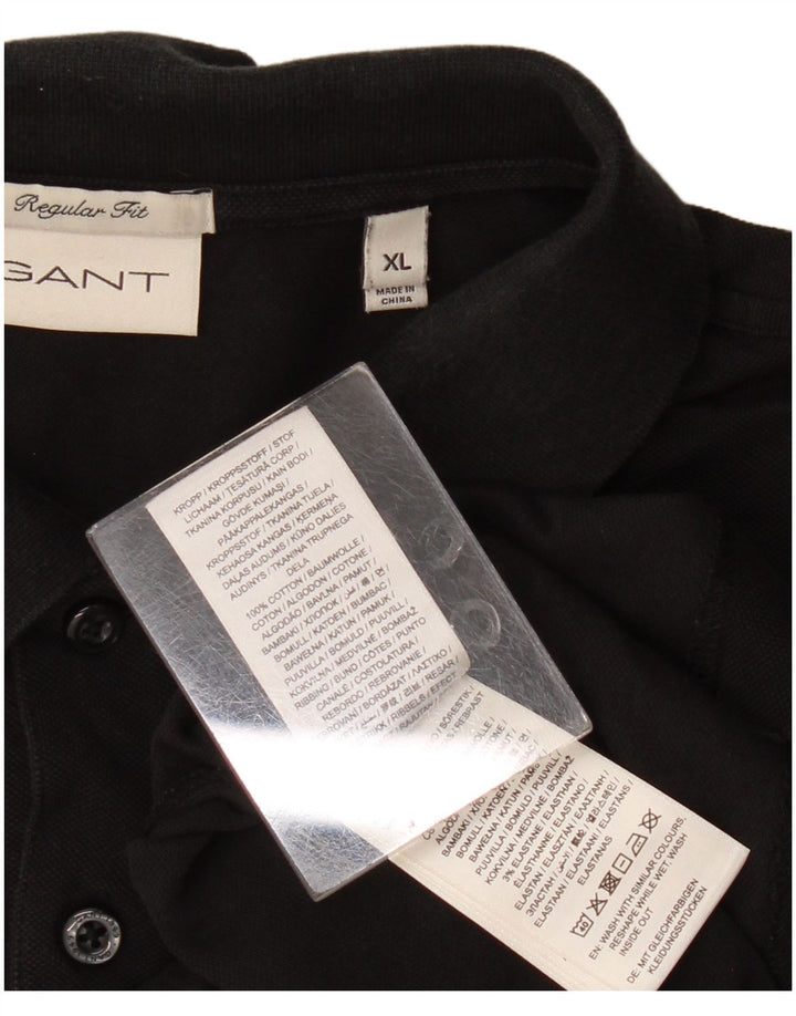 Gant Herren-Poloshirt mit normaler Passform, XL, schwarze Baumwolle