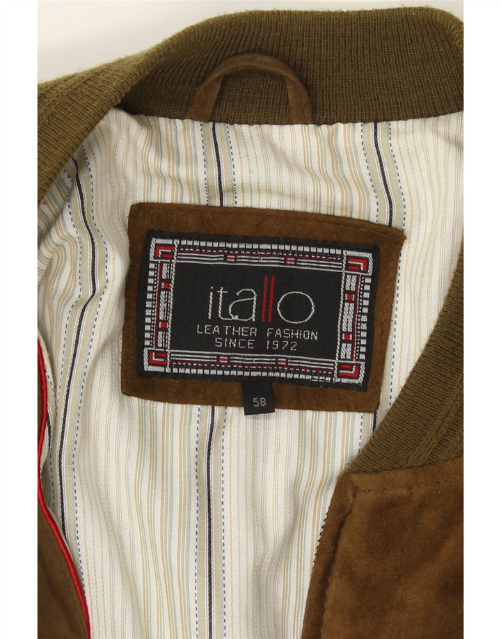 Itallo Herren Wildleder Bomberjacke IT 58 4XL Braunes Leder