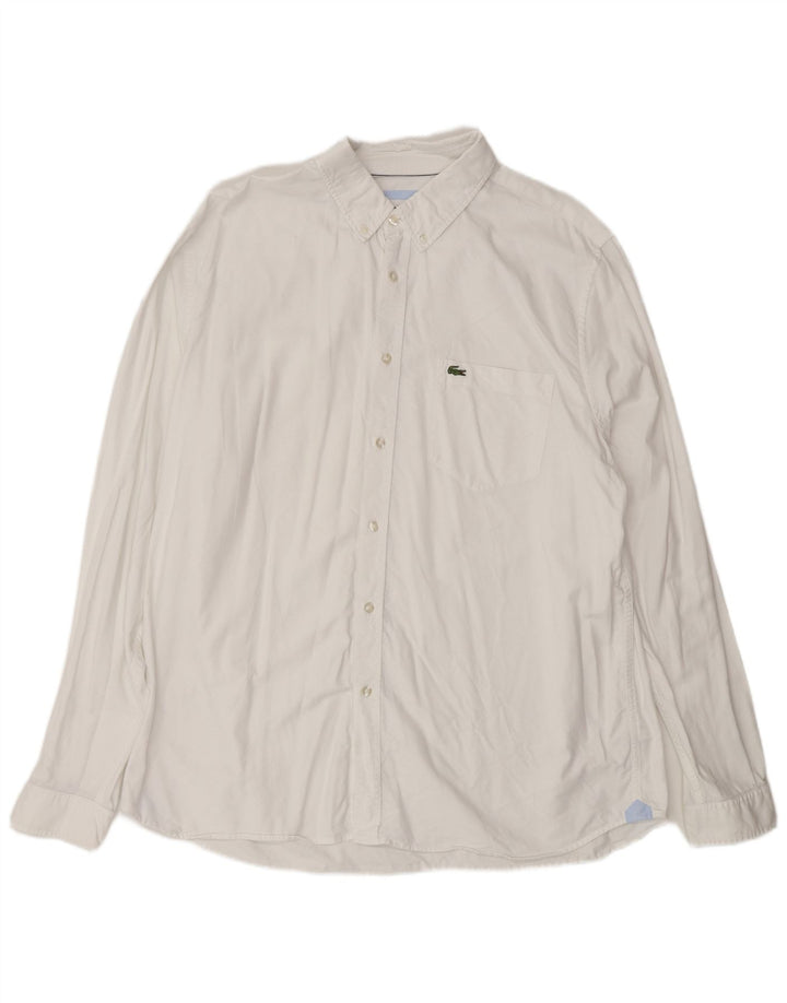 Lacoste Herren-Hemd mit normaler Passform, Größe 44, XL, weiße Baumwolle