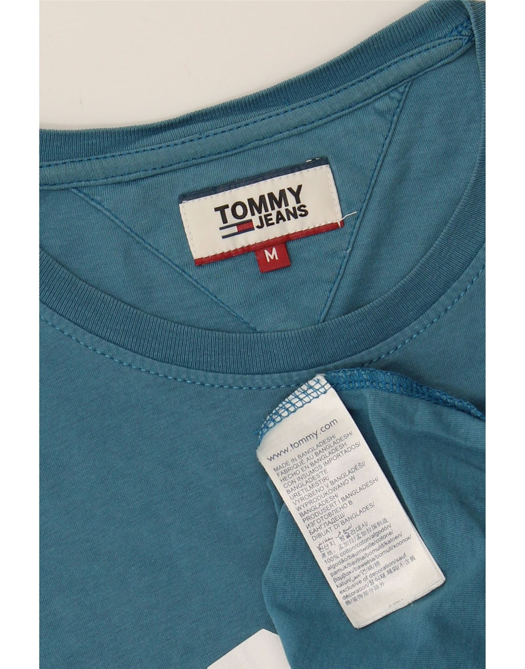TOMMY HILFIGER Mens Graphic T-Shirt Top Medium Blue Cotton Vintage Tommy Hilfiger and Second-Hand Tommy Hilfiger from Messina Hembry 