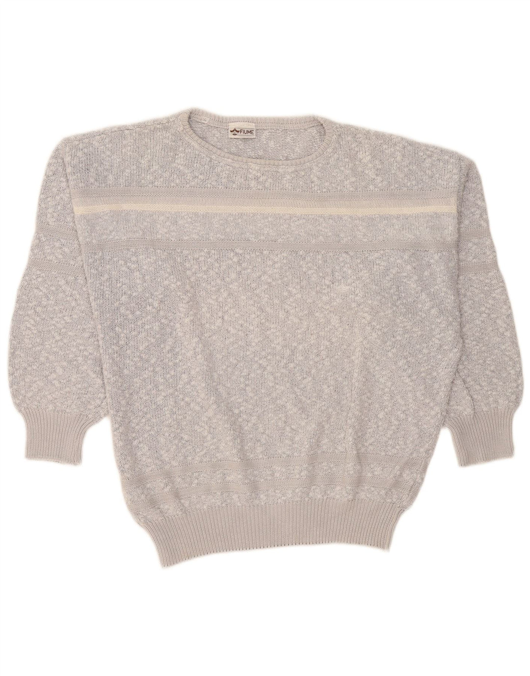 Fiume Herren-Pullover mit Rundhalsausschnitt, lockere Passform, IT 50, Mittelgrau meliert