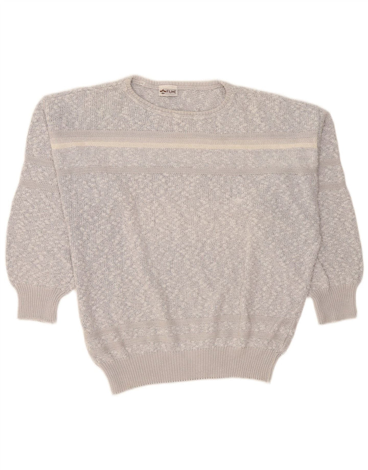 Fiume Herren-Pullover mit Rundhalsausschnitt, lockere Passform, IT 50, Mittelgrau meliert