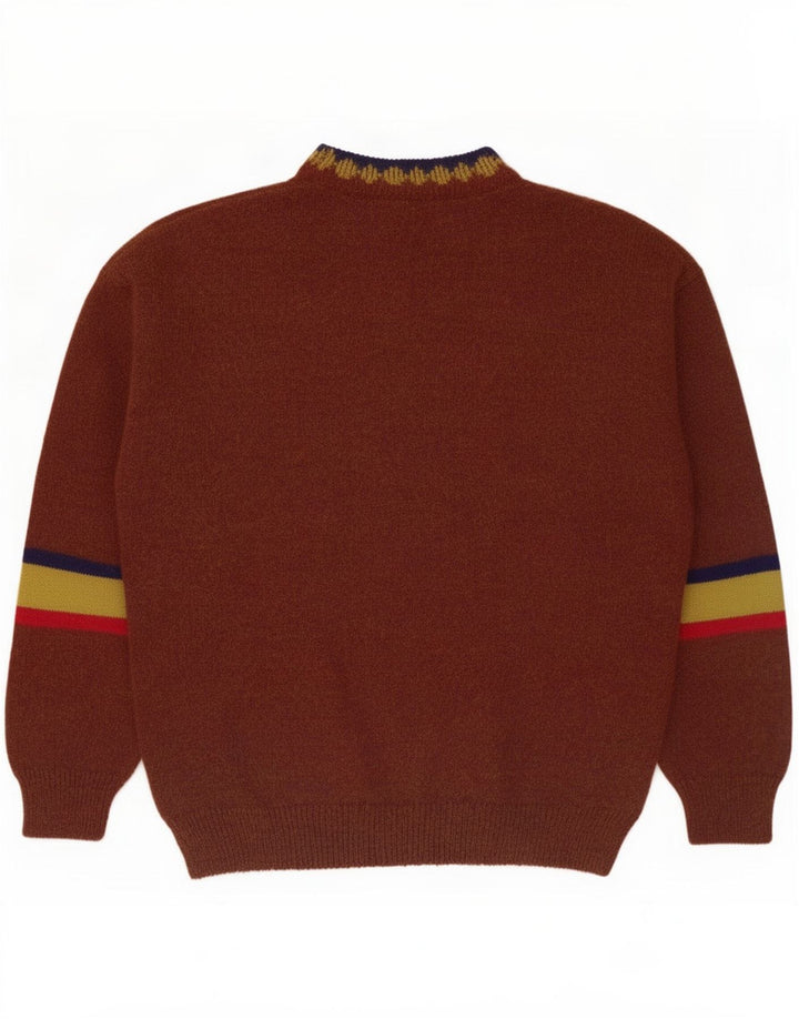 Vintage Herren Rollkragenpullover Pullover Groß Braun Argyle/Diamant