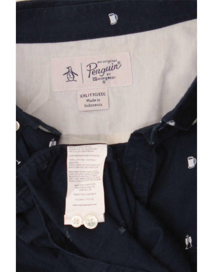 Penguin Herren-Hemd mit abstraktem Muster, 2XL, marineblau, Baumwolle