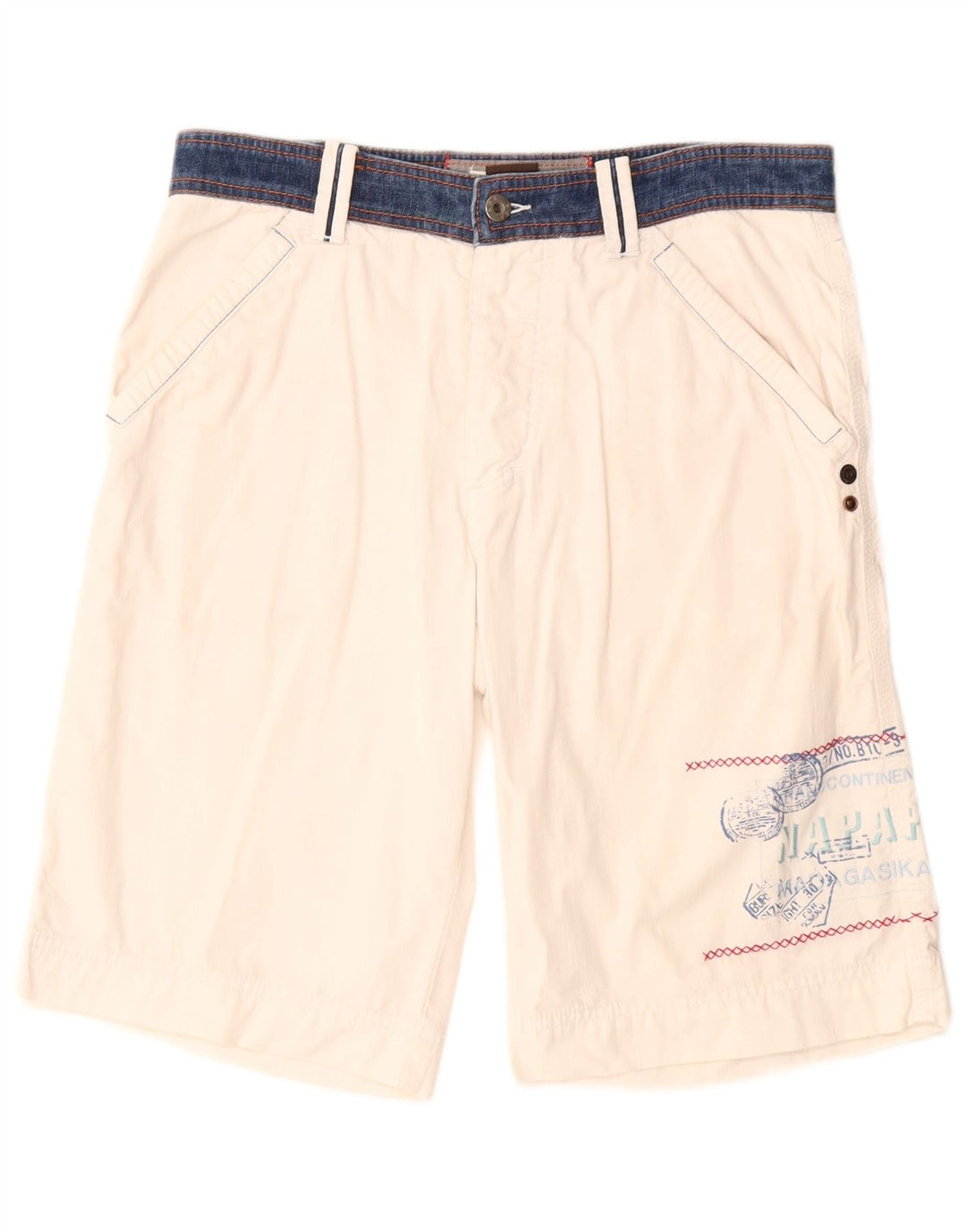 Napapijri Herren Graphic Cargo Shorts IT 46 Small W30 Weiß
