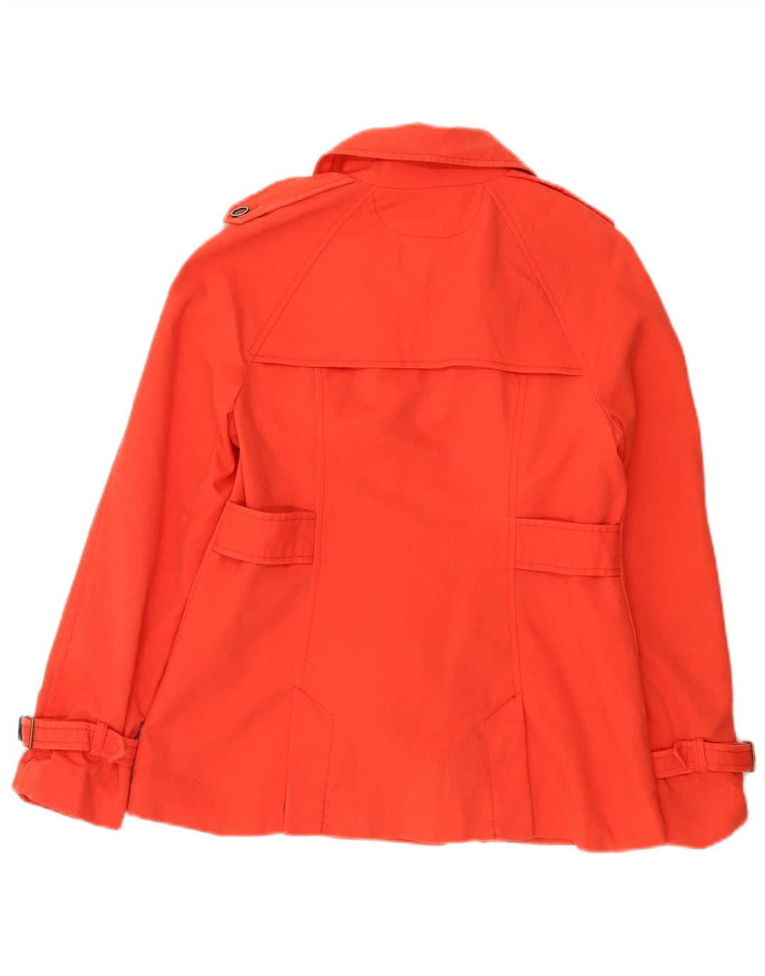 Zara Damen Kurzer Trenchcoat UK 12 Mittelorange Baumwolle