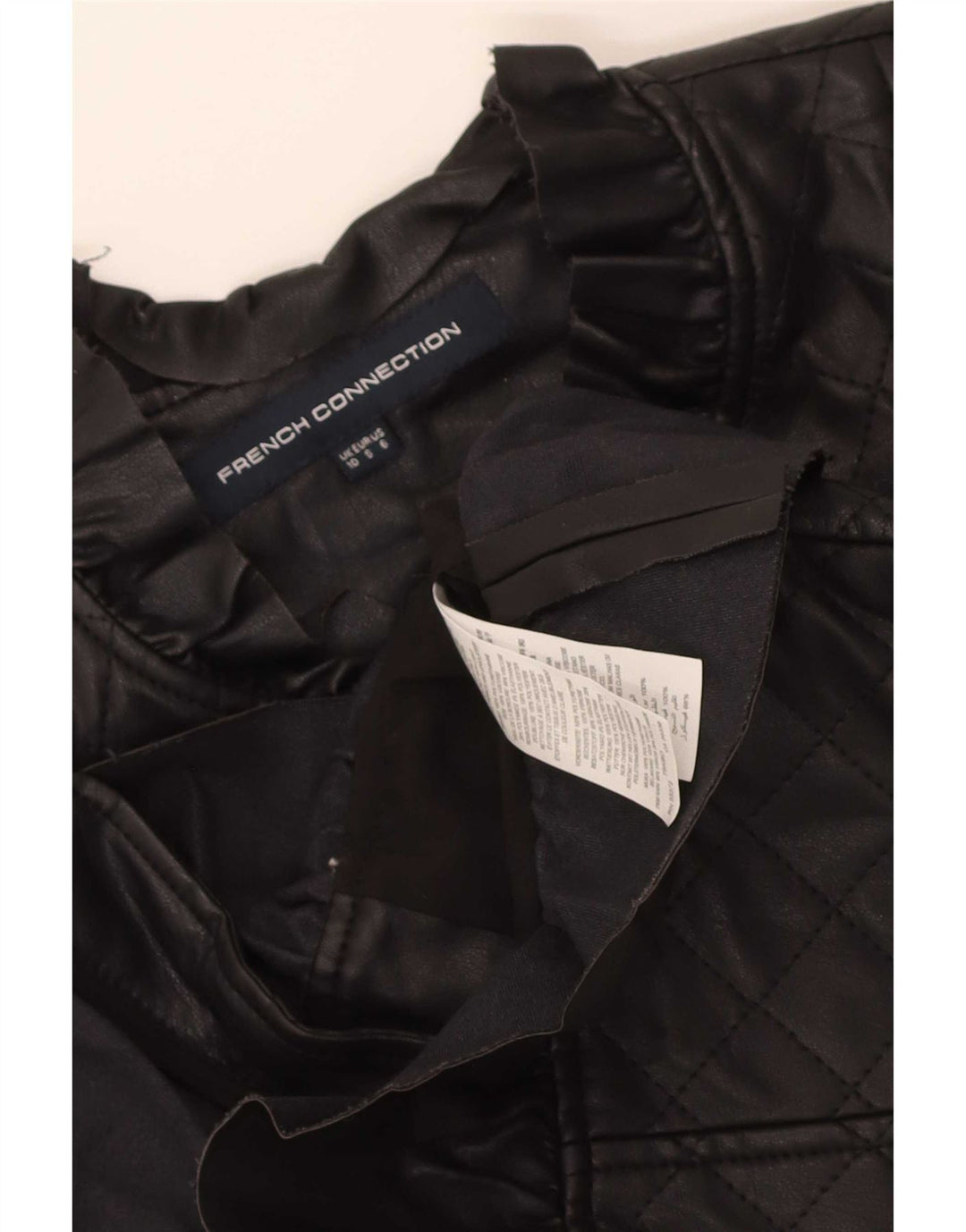 French Connection Damen Kunstleder-Steppjacke UK 10 Small Schwarz