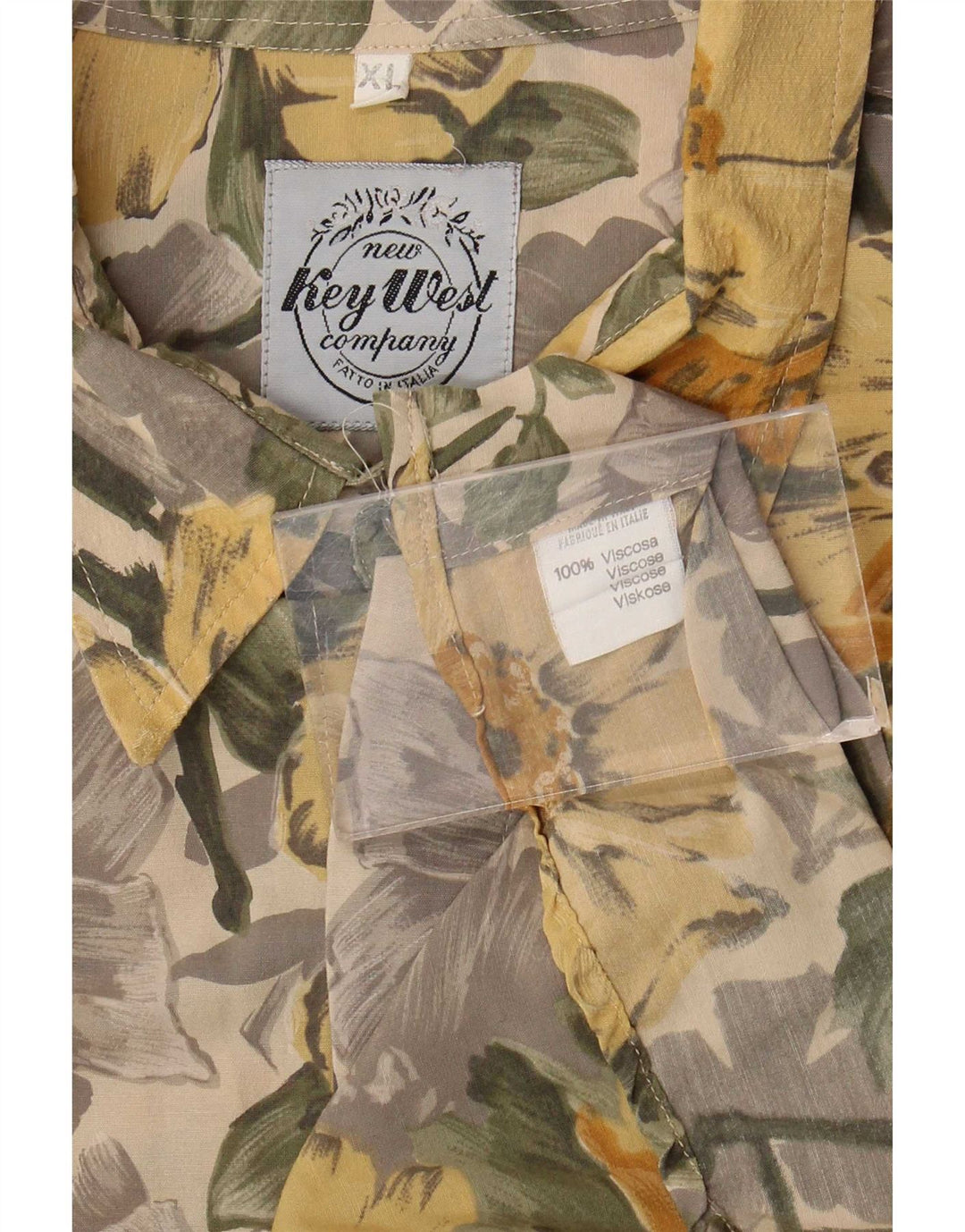 Key West Herrenhemd XL, mehrfarbig, Blumenmuster, Viskose