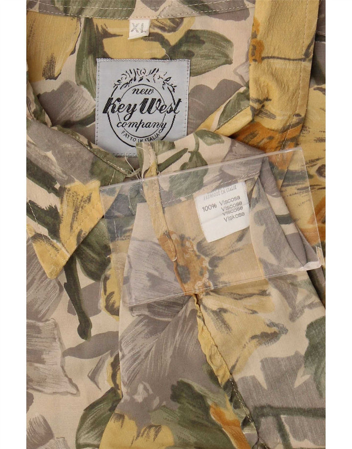Key West Herrenhemd XL, mehrfarbig, Blumenmuster, Viskose
