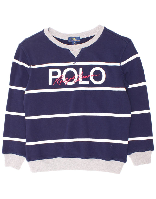 Polo Ralph Lauren Jungen-Sweatshirt, Pullover, 6–7 Jahre, Marineblau gestreift