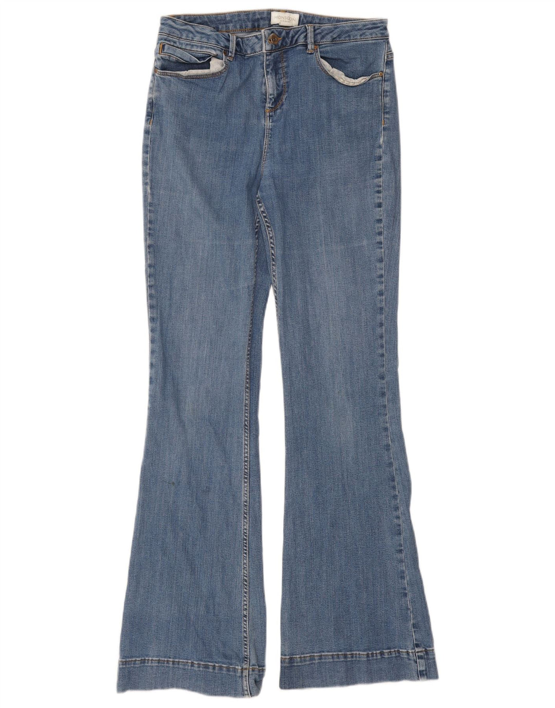 Monsoon Damen Schlagjeans UK 12 Medium W30 L31 Blaue Baumwolle
