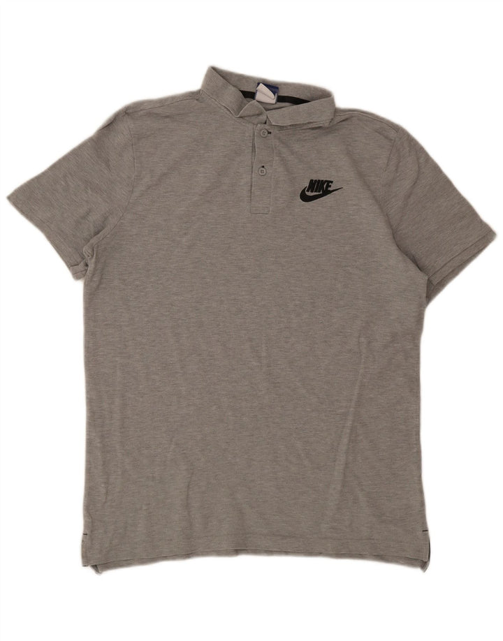 Nike Herren-Poloshirt, groß, grau gefleckte Baumwolle