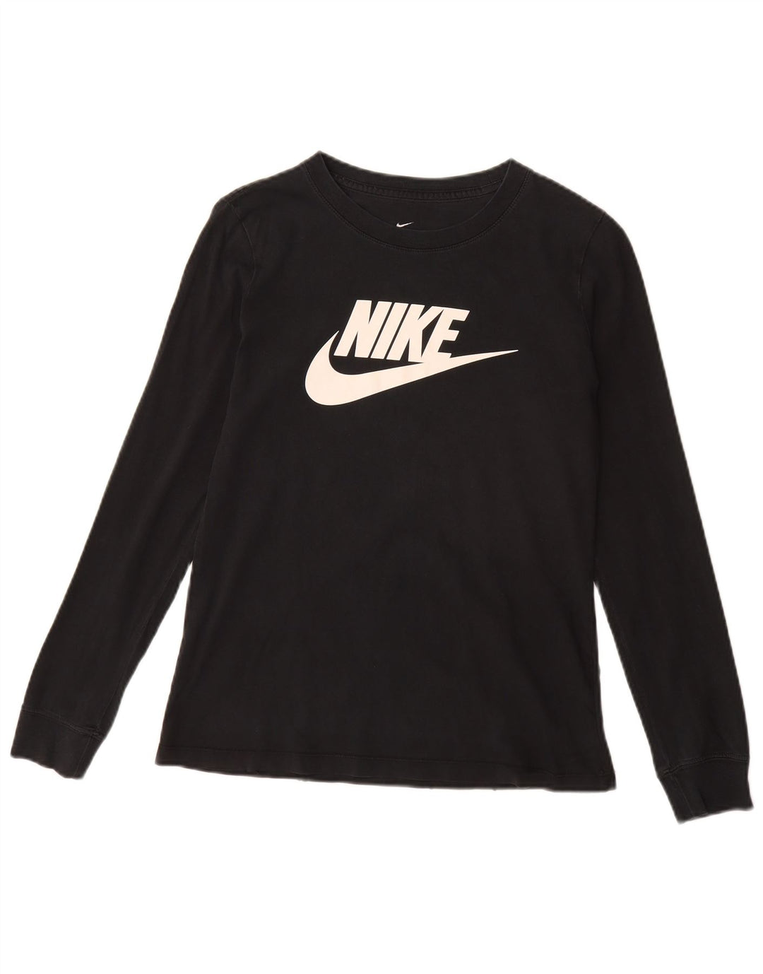 NIKE Damen Graphic Top Langarm UK 10 Small Schwarz