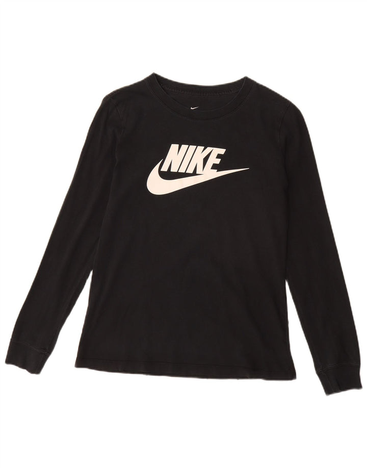 NIKE Damen Graphic Top Langarm UK 10 Small Schwarz