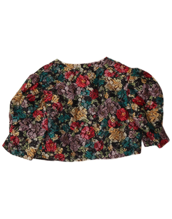 VINTAGE Bolerojacke mit 3/4-Ärmeln für Damen, UK 14, mittelgroß, mehrfarbig, mit Blumenmuster