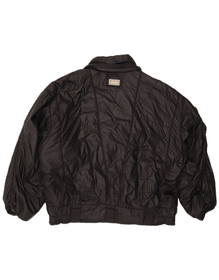 Vintage Damen Bomberjacke IT 52 XL Schwarz Polyamid