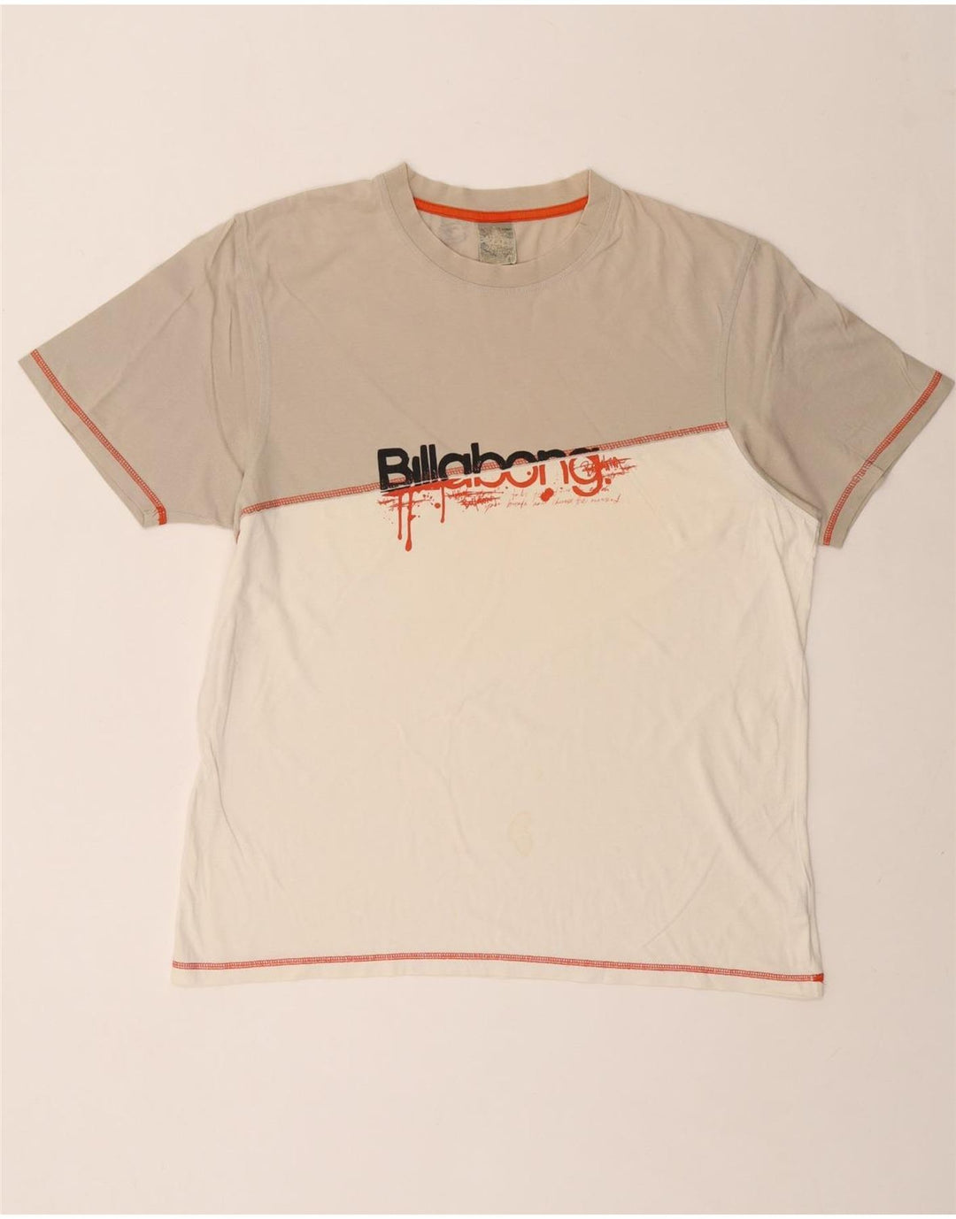 BILLABONG Herren Grafik-T-Shirt-Oberteil XL, weiße Colourblock-Baumwolle