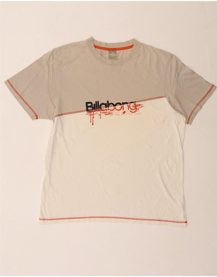BILLABONG Herren Grafik-T-Shirt-Oberteil XL, weiße Colourblock-Baumwolle