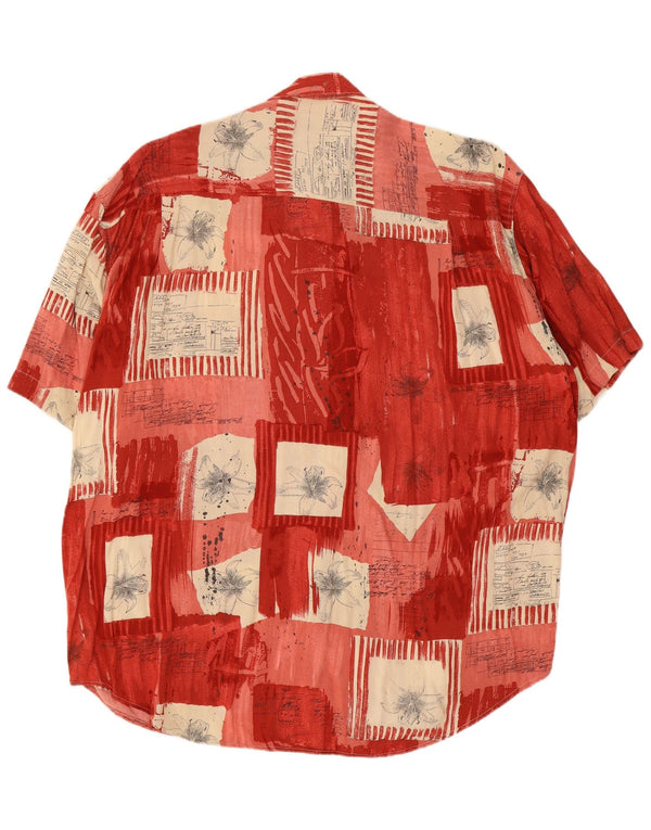 Vintage Herren Kurzarmshirt Großes rotes Patchwork
