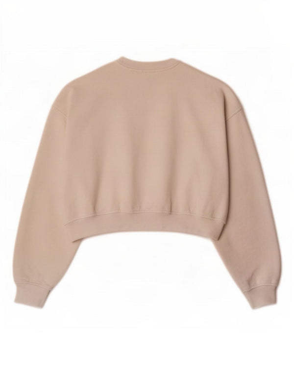 Zara Damen Crop Sweatshirt Pullover UK 14 Medium Off White Baumwolle