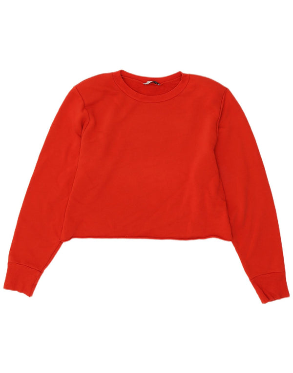 Zara Damen Trafaluc Crop Sweatshirt Pullover UK 16 Large Rot