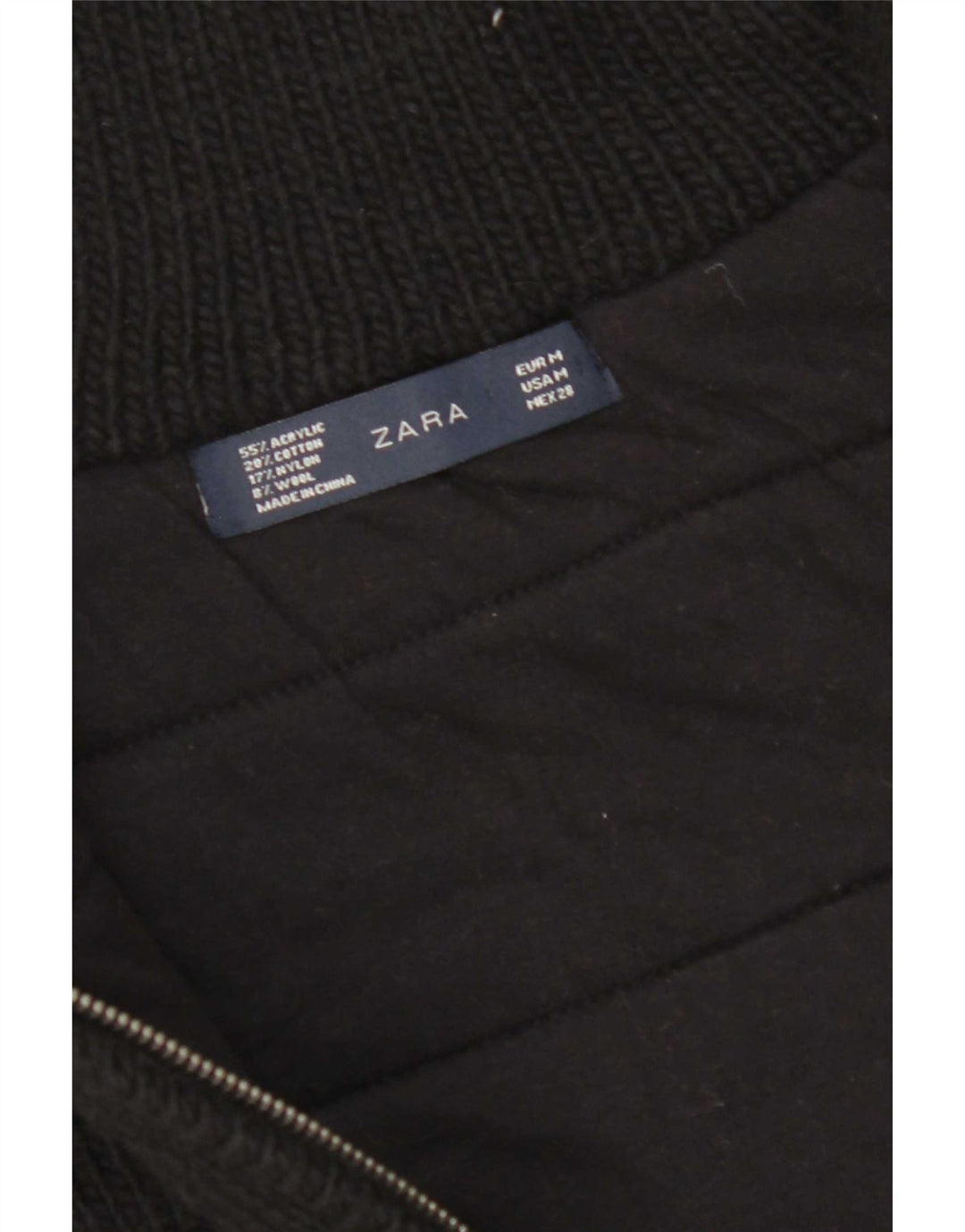 Zara Damen Strickweste UK 14 Medium Schwarz Acryl