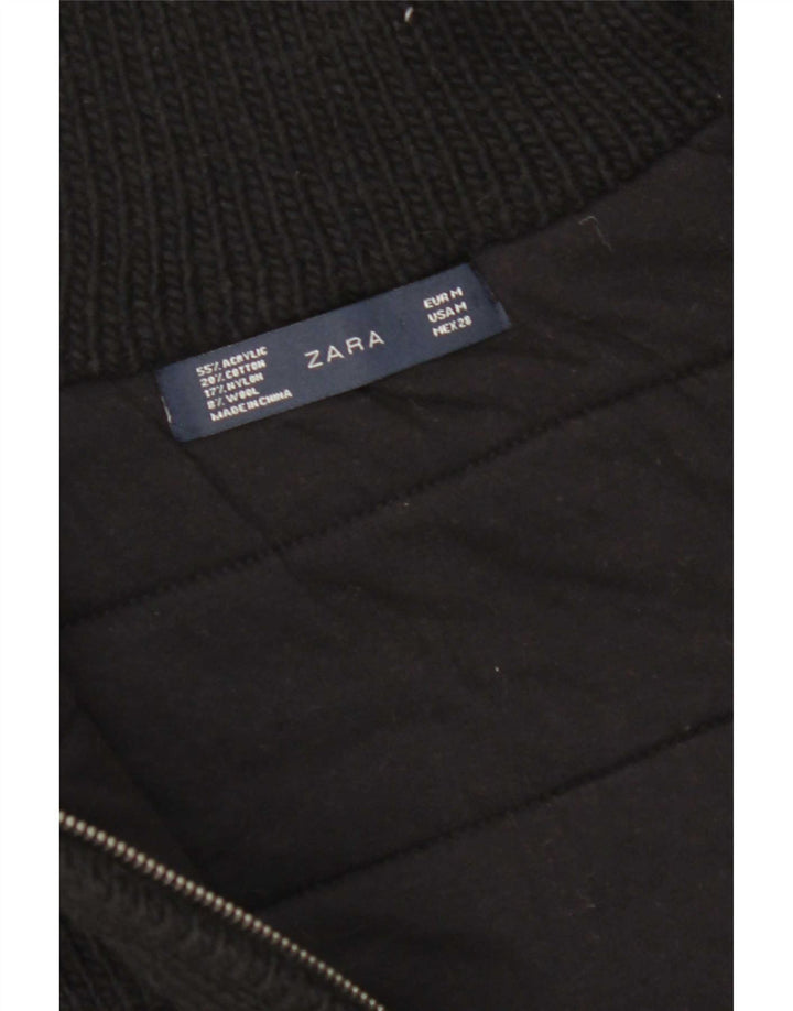 Zara Damen Strickweste UK 14 Medium Schwarz Acryl