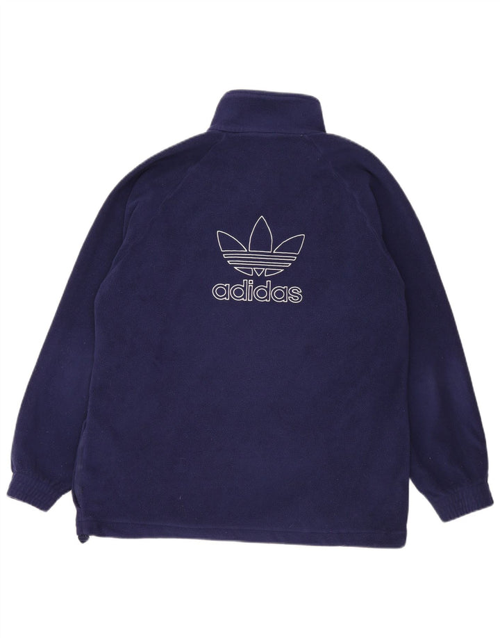Adidas Herren-Fleecepullover mit grafischem Reißverschluss und Kragen, groß, marineblaues Polyester