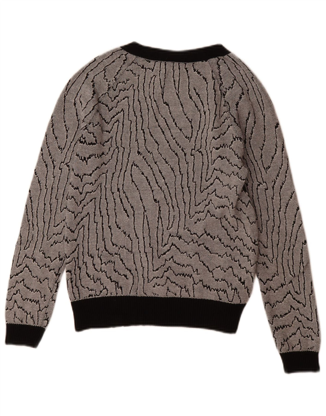 Reiss Damen-Sweatshirt mit abstraktem Muster, Gr. 6, XS, schwarze Viskose