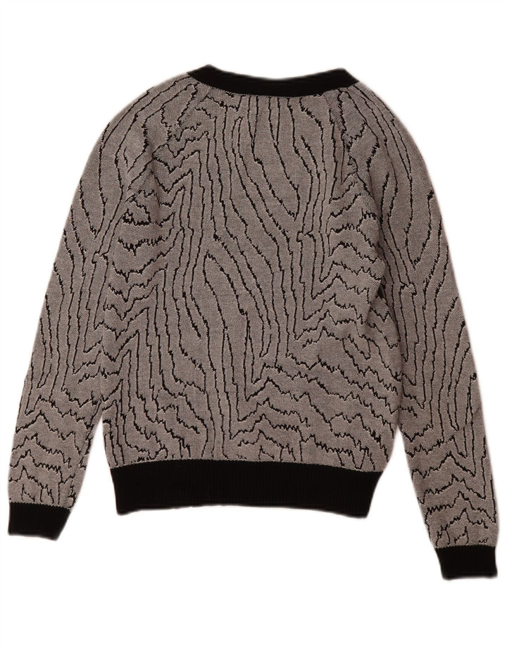 Reiss Damen-Sweatshirt mit abstraktem Muster, Gr. 6, XS, schwarze Viskose