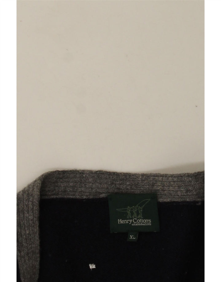 HENRY COTTONS Herren-Cardigan-Pullover XL Marineblau Farbblock