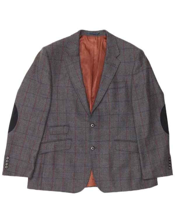 Woolrich Herren-Blazer mit 2 Knöpfen, UK 48 4XL, grau karierte Wolle