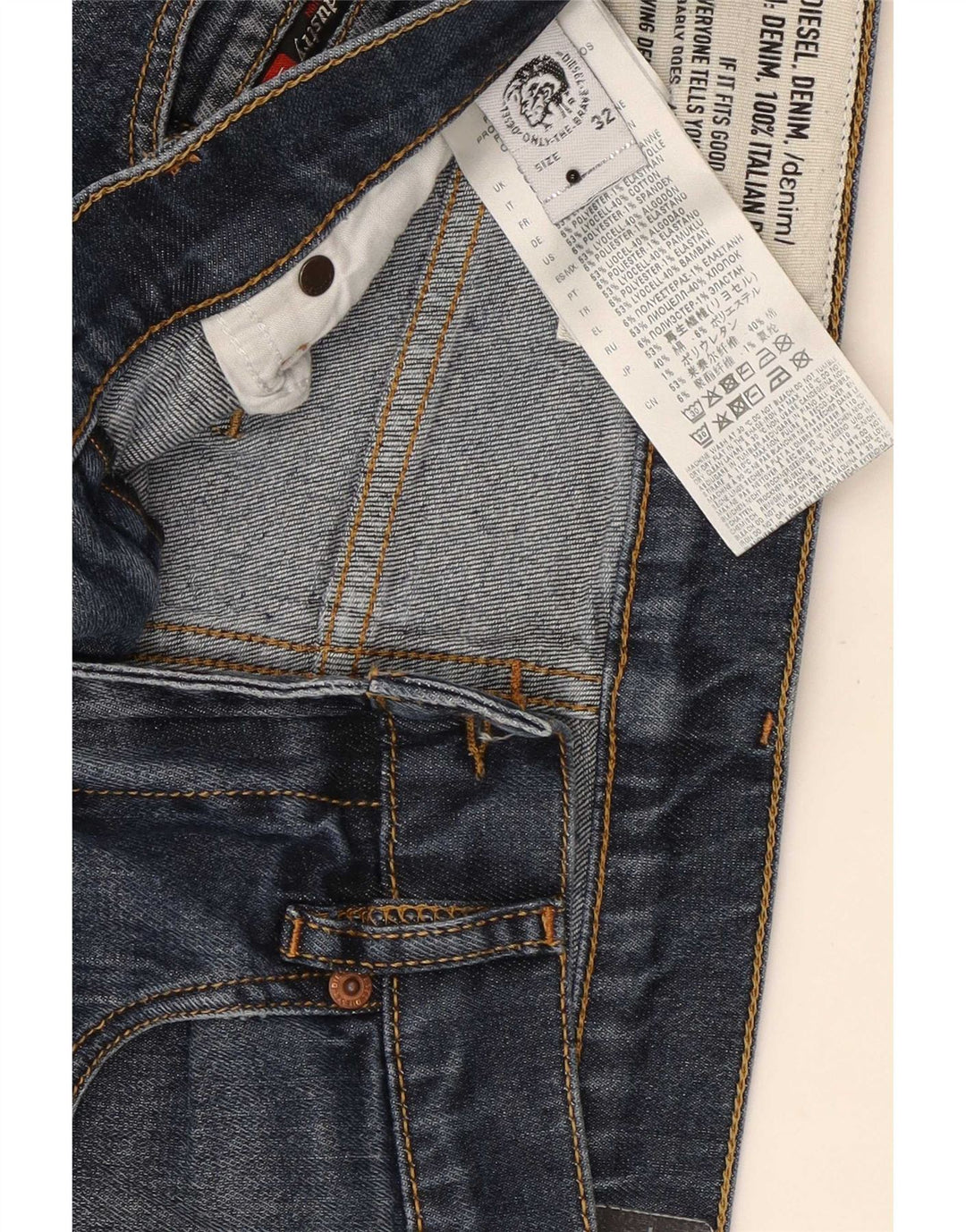 Diesel Herren Slim Jeans W32 L30 Marineblaues Lyocell