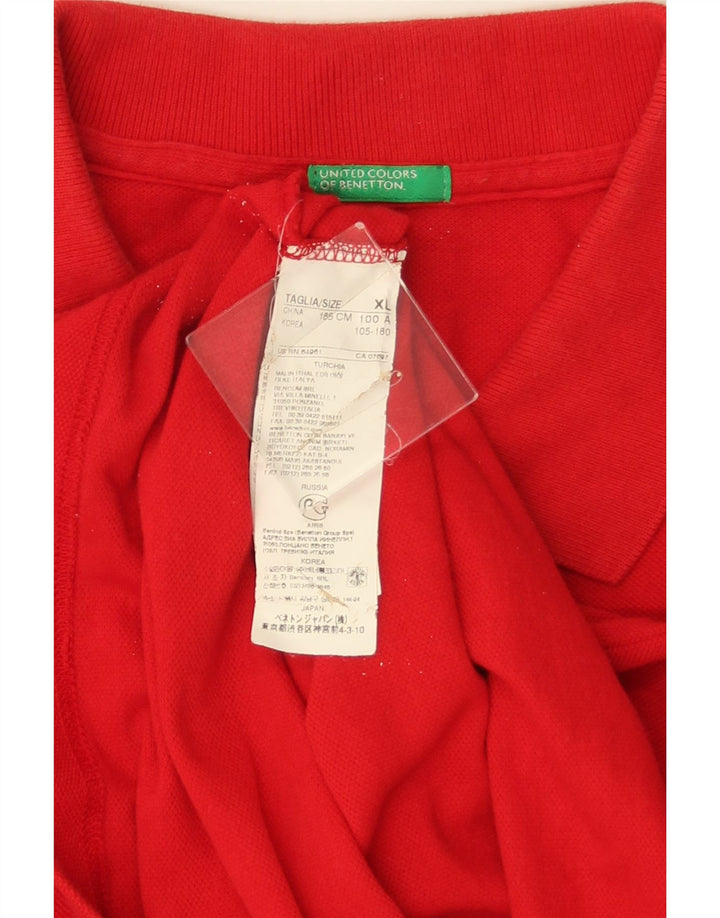 BENETTON Herren-Poloshirt XL, rote Baumwolle