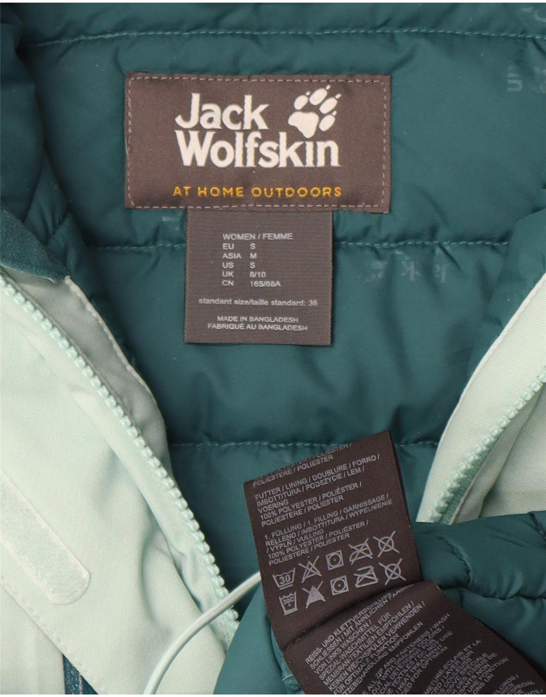 Jack Wolfskin Damen Kapuzen-Übergröße, wattierte Jacke, Gr. 8/10, Größe S, Grün
