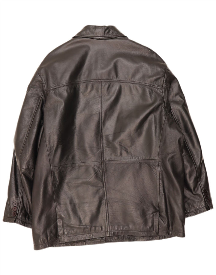 Vintage Herren Lederjacke EU 54 2XL Schwarzes Leder