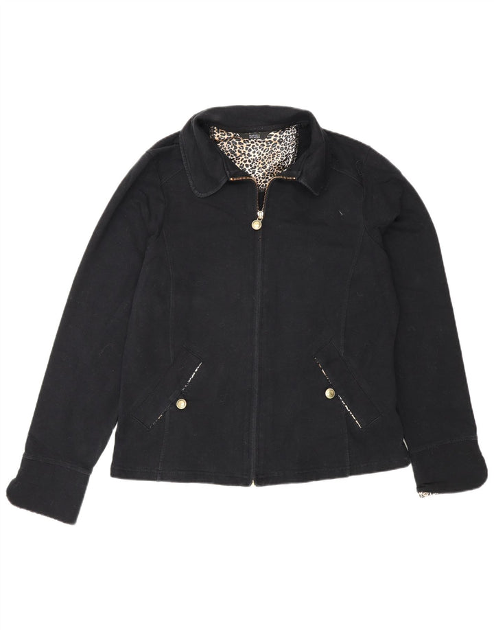 Marks & Spencer Damen Bomberjacke UK 14 Mittelschwarze Baumwolle