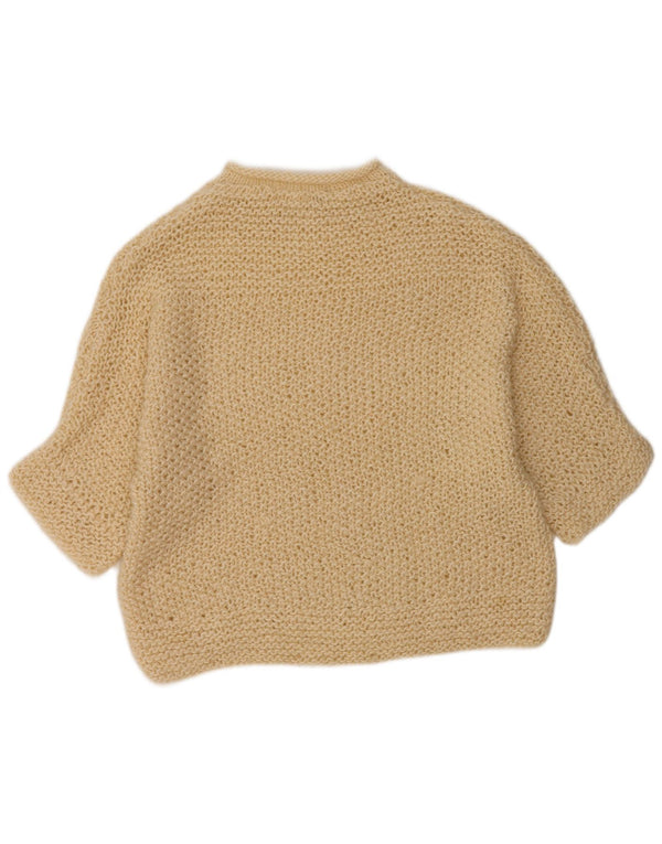 VINTAGE Damen Übergroßer Pullover mit Rundhalsausschnitt UK 18 XL Off White