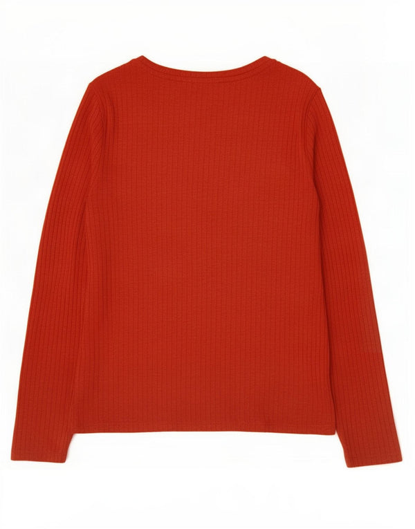 Marks & Spencer Damen Top Langarm UK 16 Large Rot Polyester
