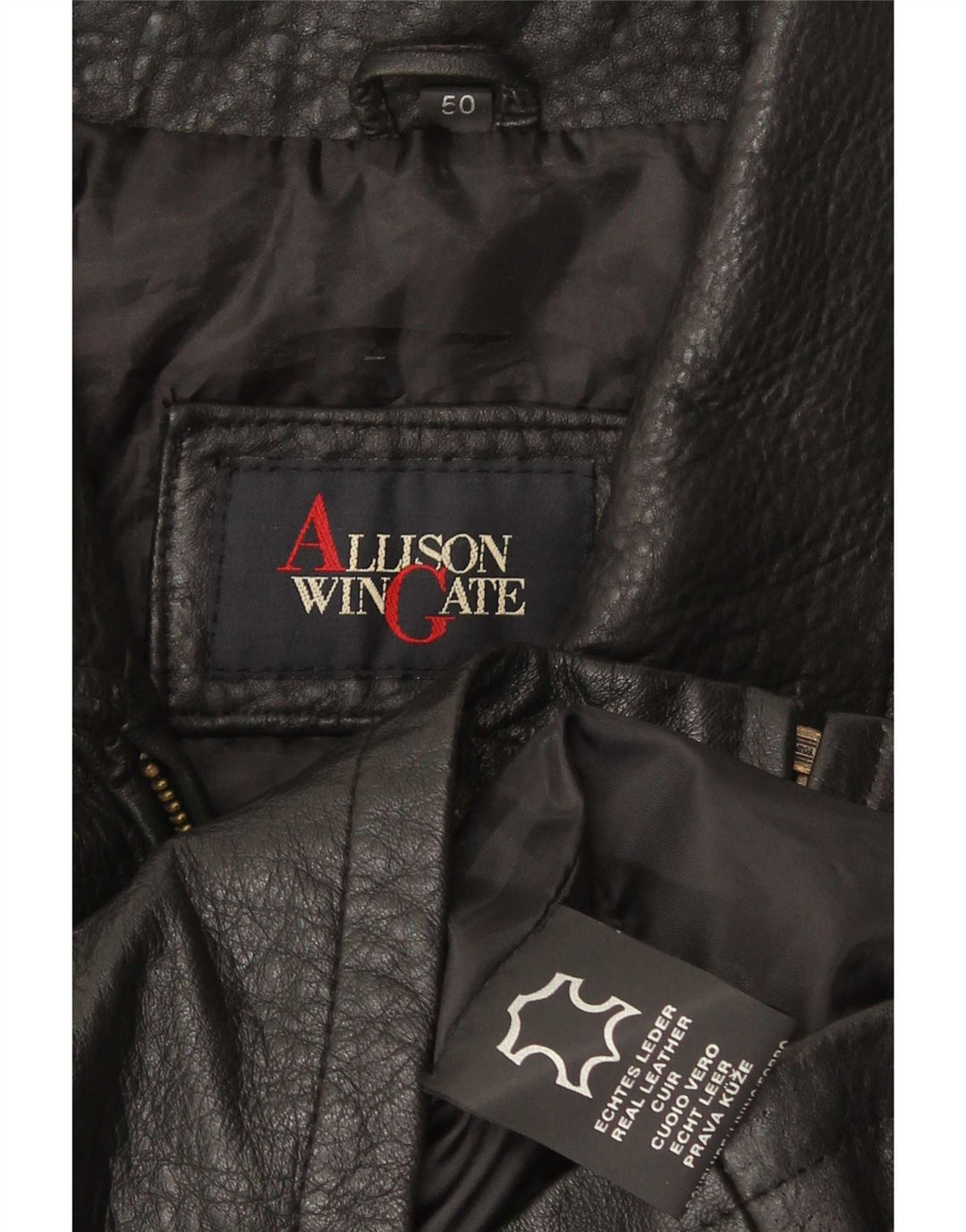 Allison Wingate Herren Lederjacke IT 50 Large Schwarz