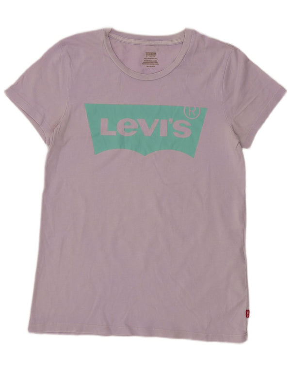 Levi's Damen Grafik-T-Shirt-Oberteil UK 6 XS Lila Baumwolle